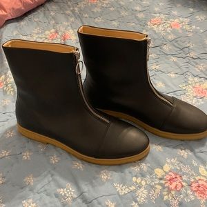 Rubber soled zip up boots